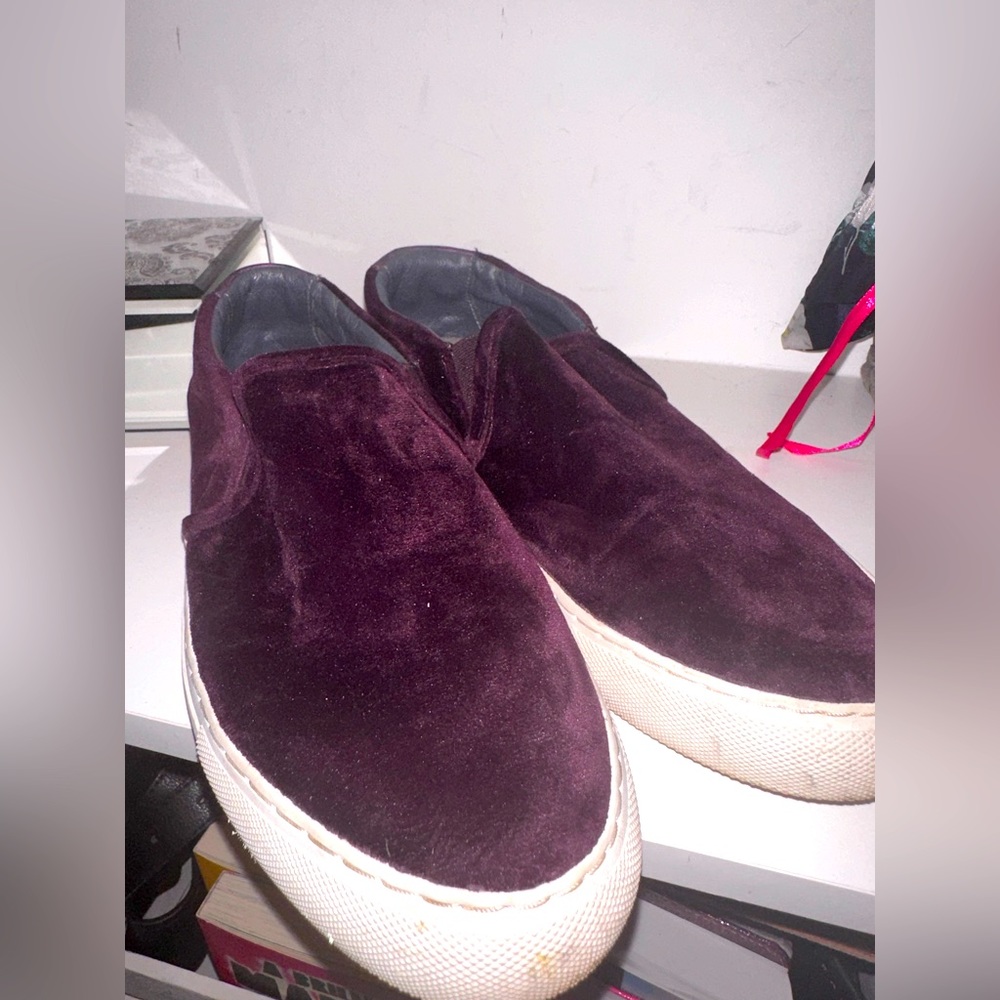Purple velvet shoes